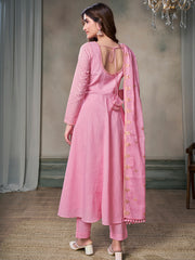 Women Embroidered Empire Sequinned Kurta with Trousers & With Dupatta