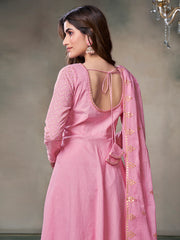 Women Embroidered Empire Sequinned Kurta with Trousers & With Dupatta