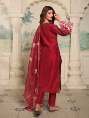 Women Floral Embroidered Regular Thread Work Kurta with Trousers & With Dupatta