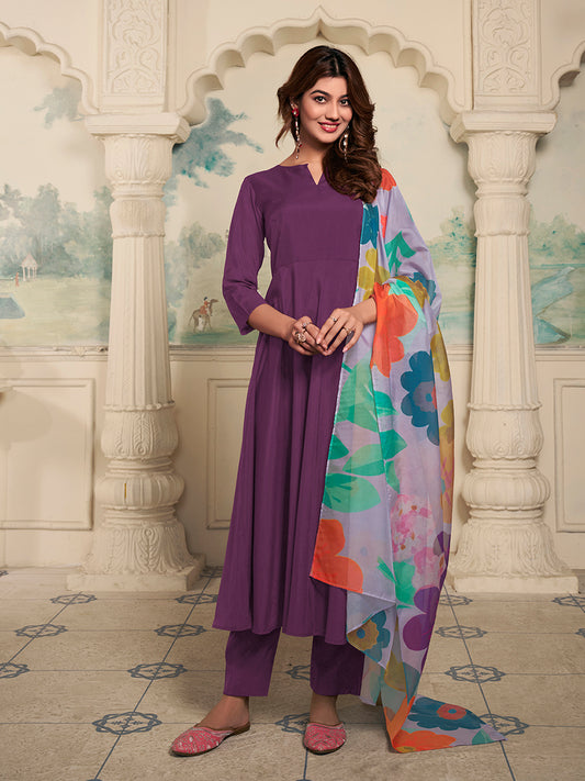 Women Regular Kurta with Trousers & With Dupatta