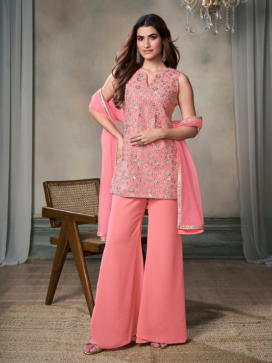 Women Paisley Embroidered Regular Thread Work Kurta with Sharara & With Dupatta