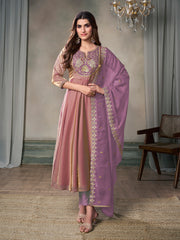 Women Floral Zari Sequinned A-Line Kurta Set with Embroidered Dupatta