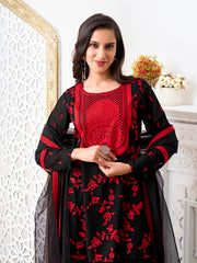 Women Floral Embroidered Regular Thread Work Kurta with Sharara & With Dupatta