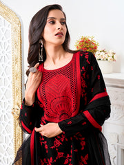 Women Floral Embroidered Regular Thread Work Kurta with Sharara & With Dupatta