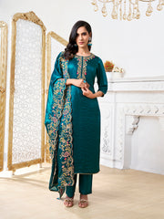 Women Floral Yoke Design Regular Kurta with Trousers & With Dupatta