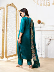 Women Floral Yoke Design Regular Kurta with Trousers & With Dupatta