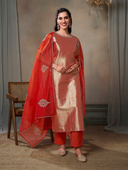 Women Ethnic Motifs Regular Kurta with Trousers & With Dupatta