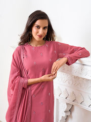 Women Ethnic Motifs Embroidered Regular Sequinned Kurta with Palazzos & With Dupatta