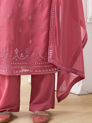 Women Ethnic Motifs Embroidered Regular Sequinned Kurta with Palazzos & With Dupatta