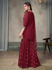 Women Floral Embroidered Regular Kurta with Sharara & With Dupatta