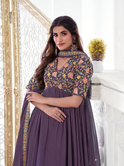 Women Floral Printed Thread Work Floral Georgette Kurta