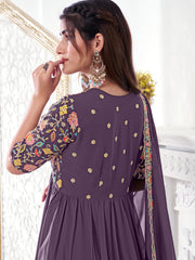 Women Floral Printed Thread Work Floral Georgette Kurta