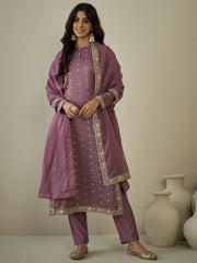 Women Floral Embroidered Regular Kurta with Trousers & With Dupatta