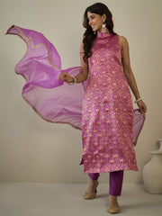 Women Floral Regular Kurta with Trousers & With Dupatta