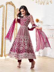 Women Floral Embroidered Regular Thread Work Kurta with Trousers & With Dupatta