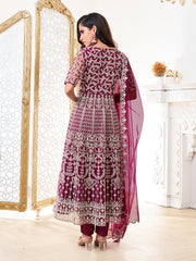 Women Floral Embroidered Regular Thread Work Kurta with Trousers & With Dupatta