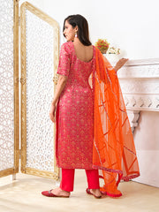 Women Ethnic Motifs Printed Regular Kurta with Trousers & With Dupatta