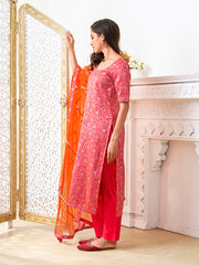 Women Ethnic Motifs Printed Regular Kurta with Trousers & With Dupatta