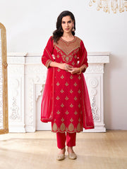 Women Ethnic Motifs Embroidered Regular Sequinned Kurta with Trousers & With Dupatta