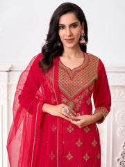 Women Ethnic Motifs Embroidered Regular Sequinned Kurta with Trousers & With Dupatta