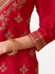 Women Ethnic Motifs Embroidered Regular Sequinned Kurta with Trousers & With Dupatta