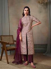 Women Ethnic Motifs Regular Sequinned Kurta with Trousers & With Dupatta