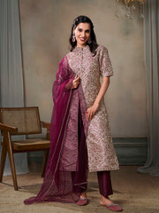 Women Ethnic Motifs Regular Sequinned Kurta with Trousers & With Dupatta