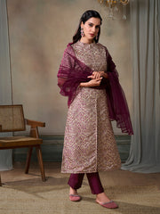 Women Ethnic Motifs Regular Sequinned Kurta with Trousers & With Dupatta