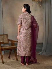 Women Ethnic Motifs Regular Sequinned Kurta with Trousers & With Dupatta