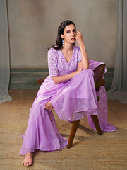 Floral Embroidered Kurta With Palazzos & Dupatta