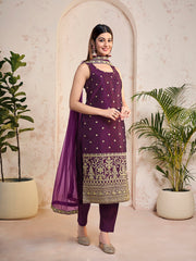 Women Floral Embroidered Regular Kurta with Trousers & With Dupatta