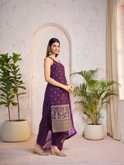 Women Floral Embroidered Regular Kurta with Trousers & With Dupatta