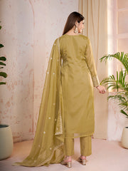 Women Ethnic Motifs Yoke Design Regular Sequinned Kurta with Trousers & With Dupatta