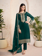 Women Ethnic Motifs Embroidered Regular Sequinned Kurta with Trousers & With Dupatta