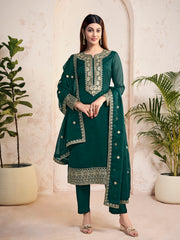 Women Ethnic Motifs Embroidered Regular Sequinned Kurta with Trousers & With Dupatta