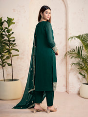 Women Ethnic Motifs Embroidered Regular Sequinned Kurta with Trousers & With Dupatta