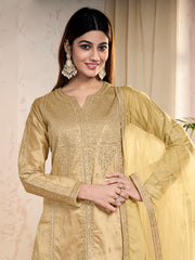 Women Ethnic Motifs Embroidered Regular Sequinned Kurta with Sharara & With Dupatta