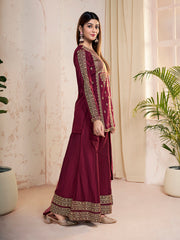 Women Ethnic Motifs Embroidered Regular Sequinned Kurta with Sharara & With Dupatta