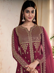 Women Ethnic Motifs Embroidered Regular Sequinned Kurta with Sharara & With Dupatta