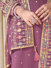 Women Ethnic Motifs Embroidered Regular Sequinned Kurta with Trousers & With Dupatta