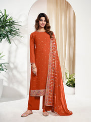 Ethnic Motifs Embroidered Regular Sequinned Kurta With Trouser With Dupatta