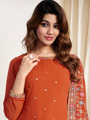 Ethnic Motifs Embroidered Regular Sequinned Kurta With Trouser With Dupatta