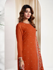 Ethnic Motifs Embroidered Regular Sequinned Kurta With Trouser With Dupatta