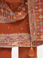 Ethnic Motifs Embroidered Regular Sequinned Kurta With Trouser With Dupatta