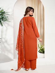 Ethnic Motifs Embroidered Regular Sequinned Kurta With Trouser With Dupatta