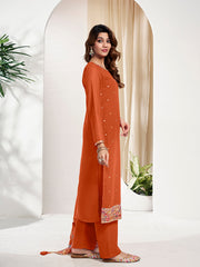 Ethnic Motifs Embroidered Regular Sequinned Kurta With Trouser With Dupatta