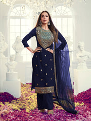 Women Ethnic Motifs Embroidered Regular Sequinned Kurta with Palazzos & With Dupatta