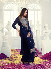 Women Ethnic Motifs Embroidered Regular Sequinned Kurta with Palazzos & With Dupatta