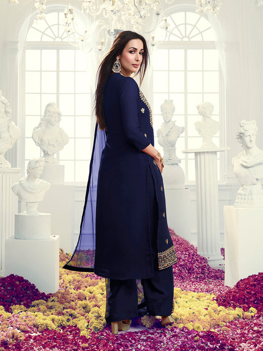 Women Ethnic Motifs Embroidered Regular Sequinned Kurta with Palazzos & With Dupatta