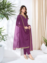 Women Ethnic Motifs Embroidered Regular Kurta with Trousers & With Dupatta